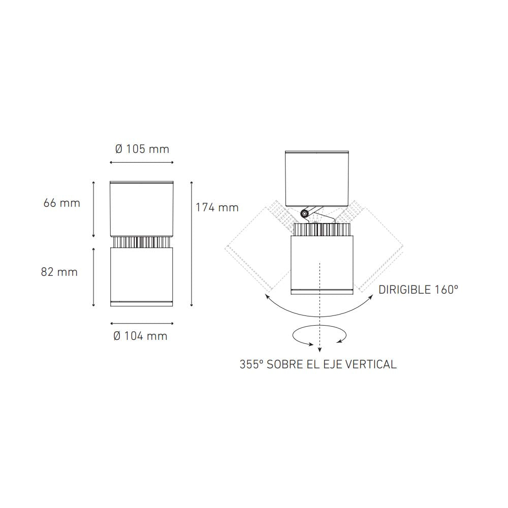 LUMINARIO LED SOBREPONER 29W/100-305V. 45 C30-S BLANCO 3000K LUZ CALIDA ELECTROMAG