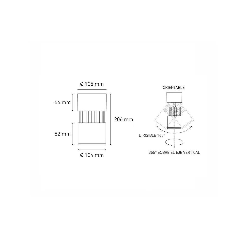 LUMINARIO LED SOBREPONER 29W/100-305V. 45 C30-S NEGRO 3000K LUZ CALIDA ELECTROMAG