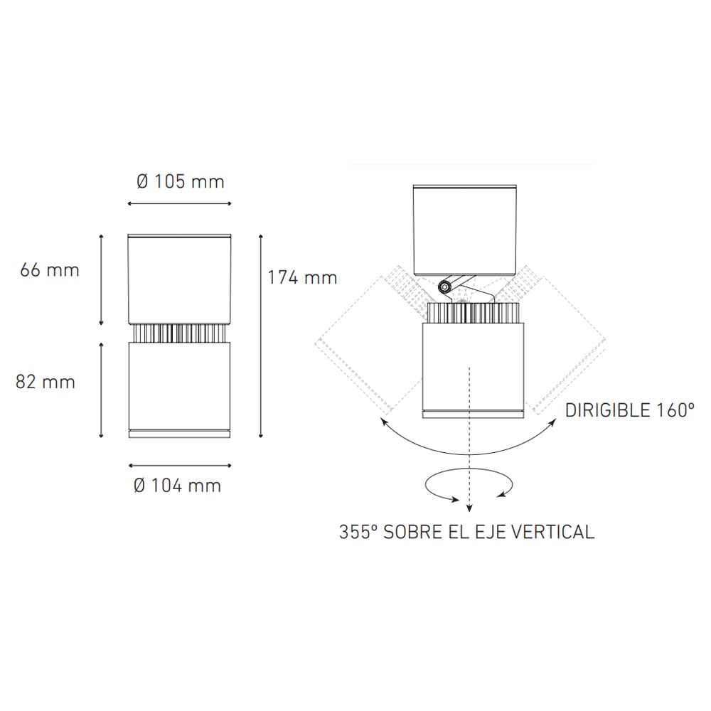 LUMINARIO LED SOBREPONER 29W/100-305V. 45 C30-S NEGRO 4000K LUZ NEGRA ELECTROMAG