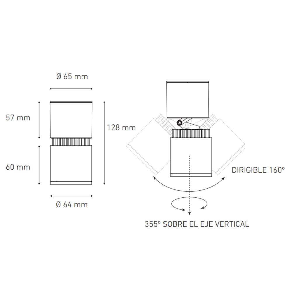 LUMINARIO LED SOBREPONER 12W/100-305V. 45 C12-S NEGRO 4000K LUZ NEUTRA ELECTROMAG