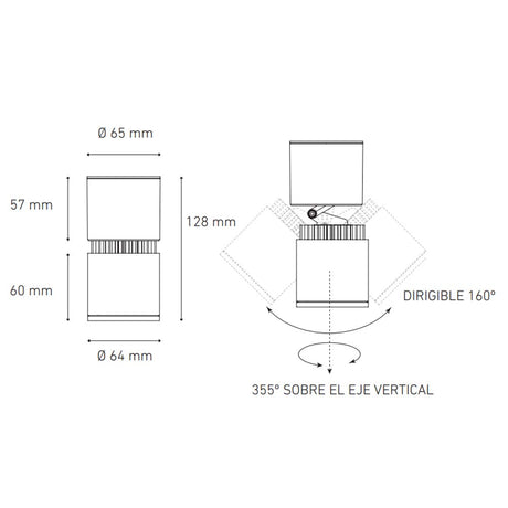 LUMINARIO LED SOBREPONER 12W/100-305V. 45 C12-S NEGRO 4000K LUZ NEUTRA ELECTROMAG