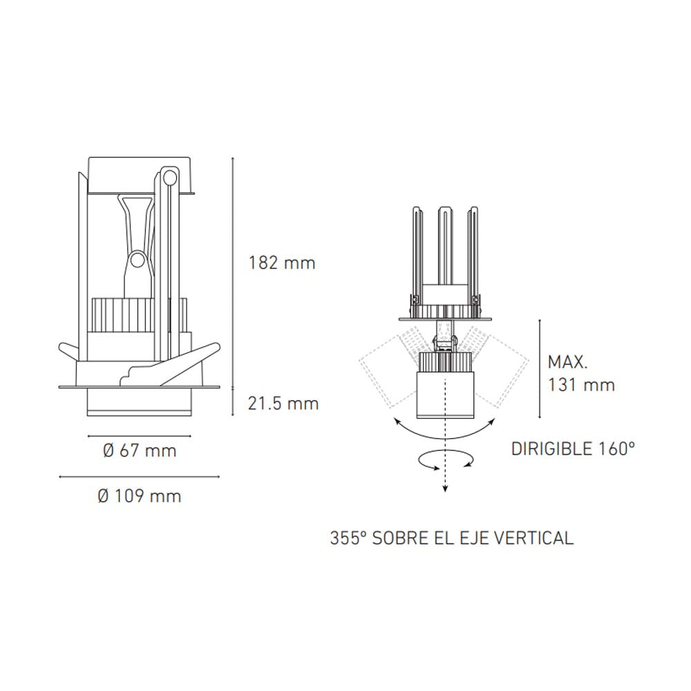 LUMINARIO LED EMPOTRAR 12W/100-305V. 24 C12-E NEGRO 3000K LUZ CALIDA ELECTROMAG