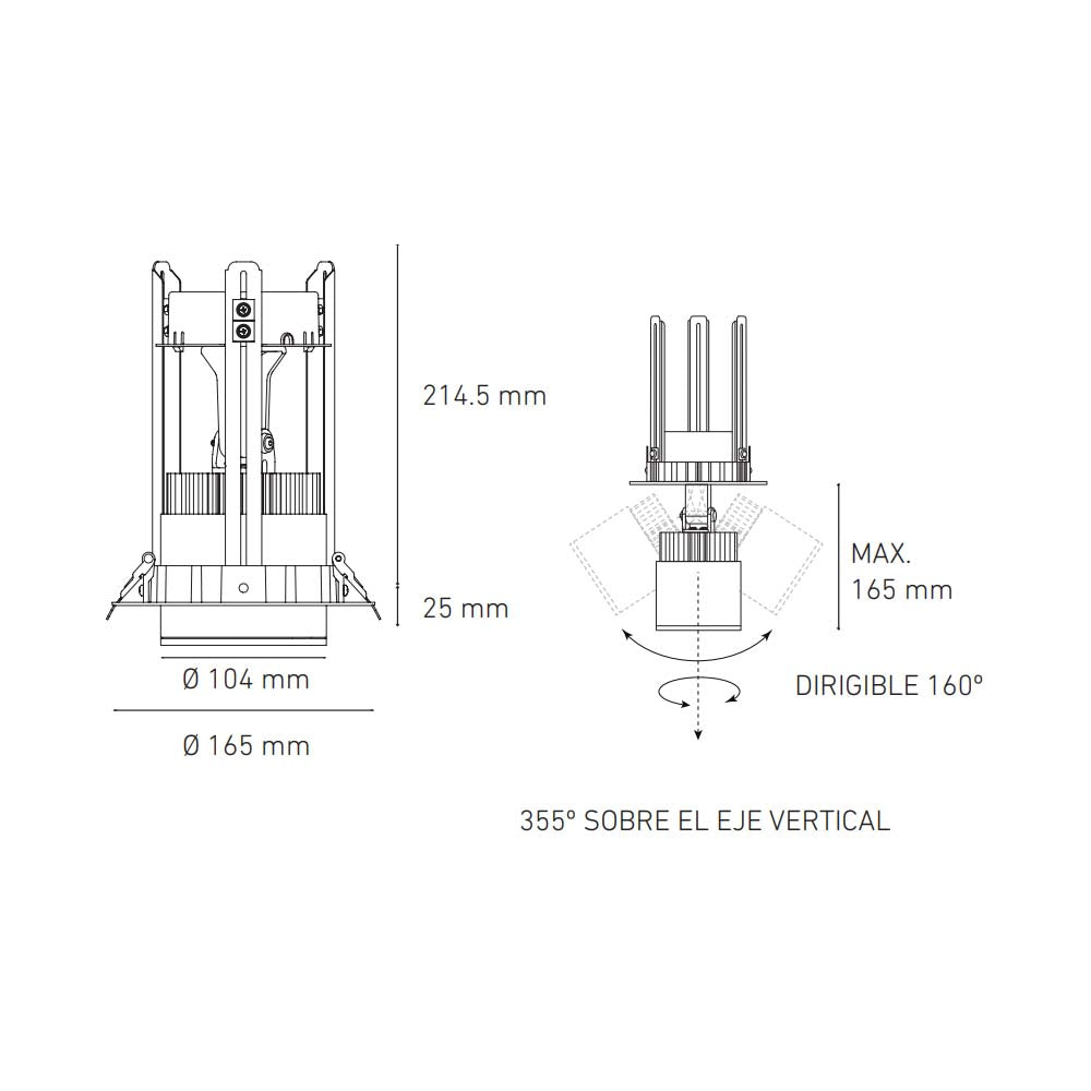 LUMINARIO LED EMPOTRAR 29W/100-305V. 45 C30-E NEGRO 4000K LUZ NEUTRA ELECTROMAG