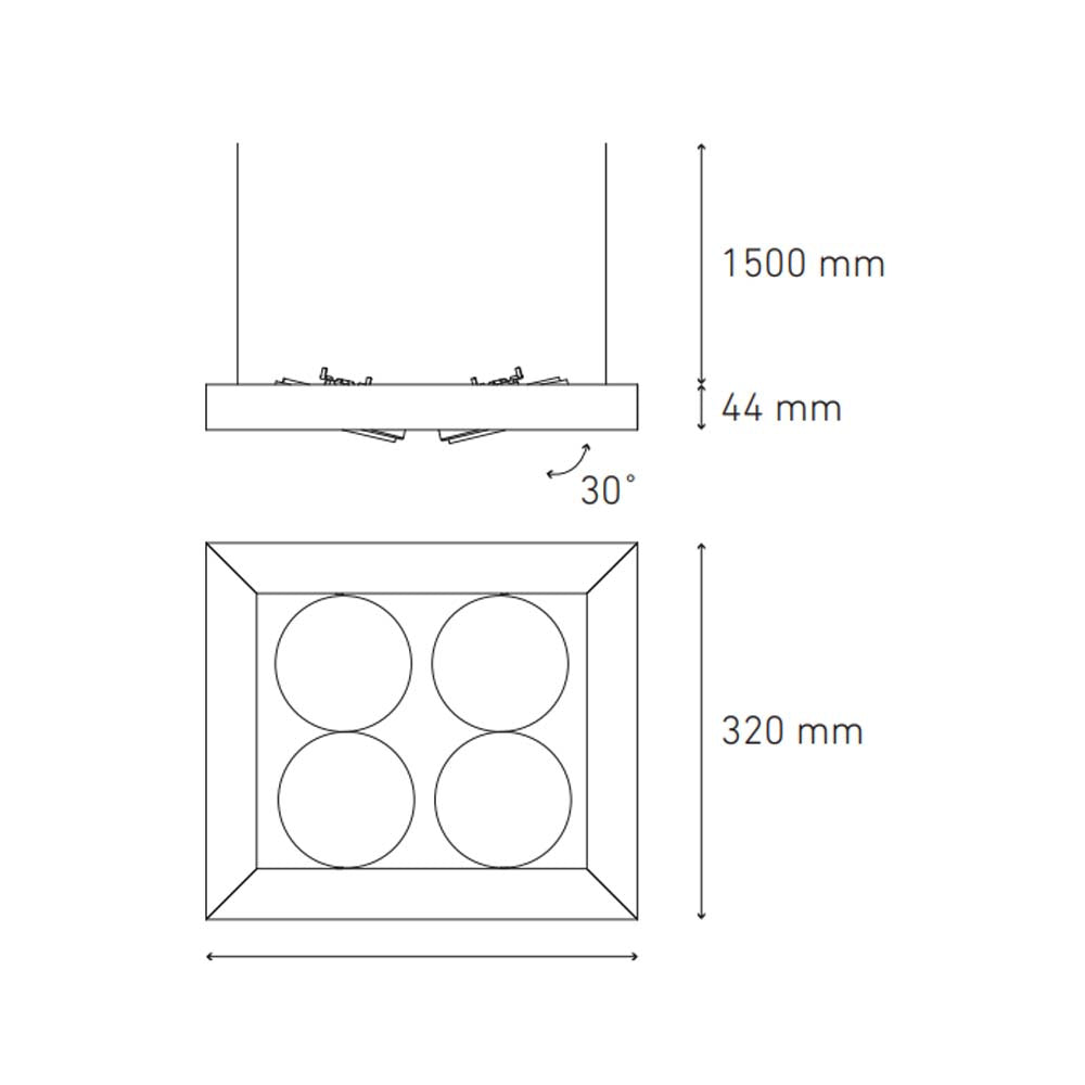 LUMINARIO ALPHA SUSPENDIDO IV LED NEGRO *** NO INCLUYE LAMPARA *** ELECTROMAG