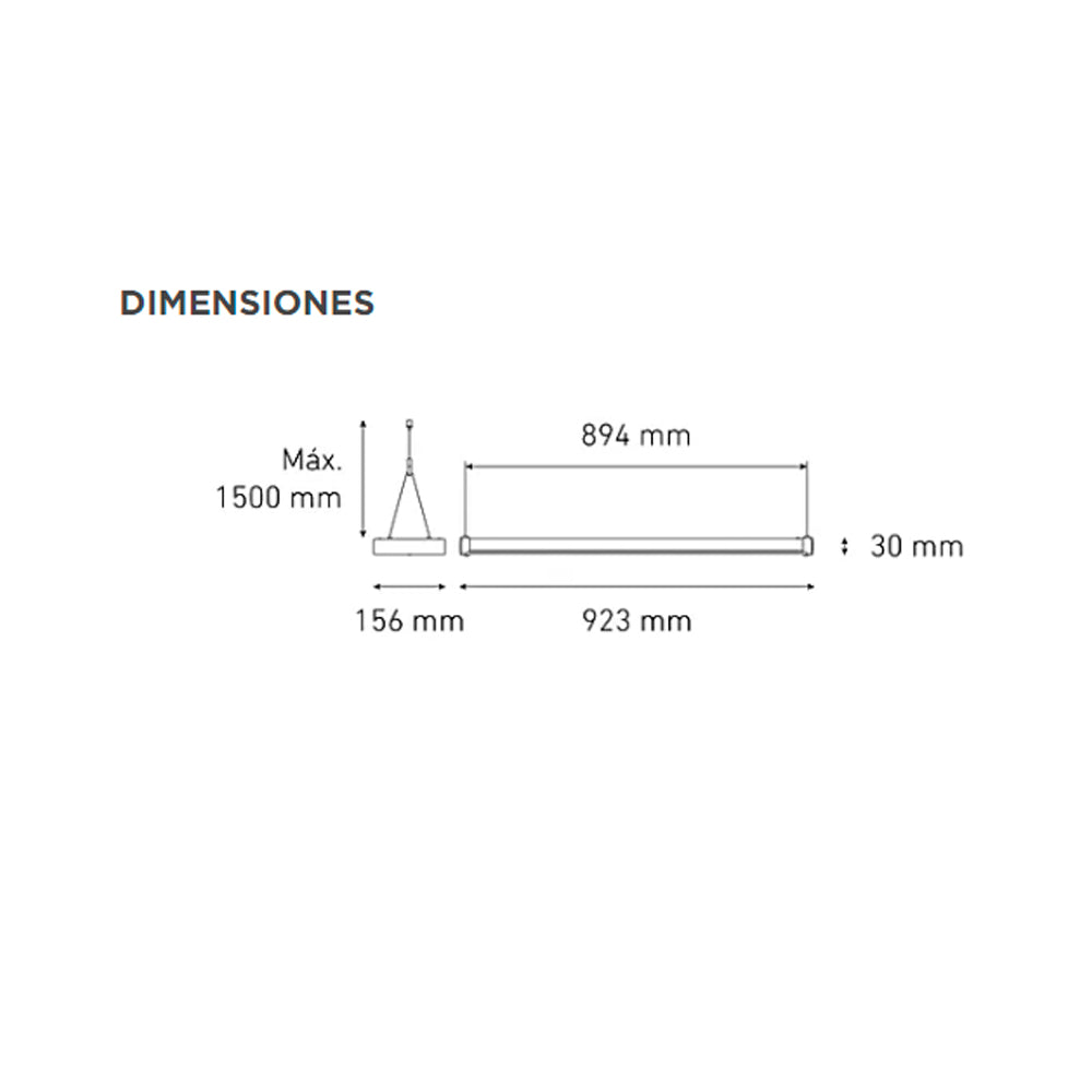 LUMINARIO LED SUSPENDIDO TRECK 900 45W/100-240V. NEGRO 4000K LUZ NEUTRA ELECTROMAG