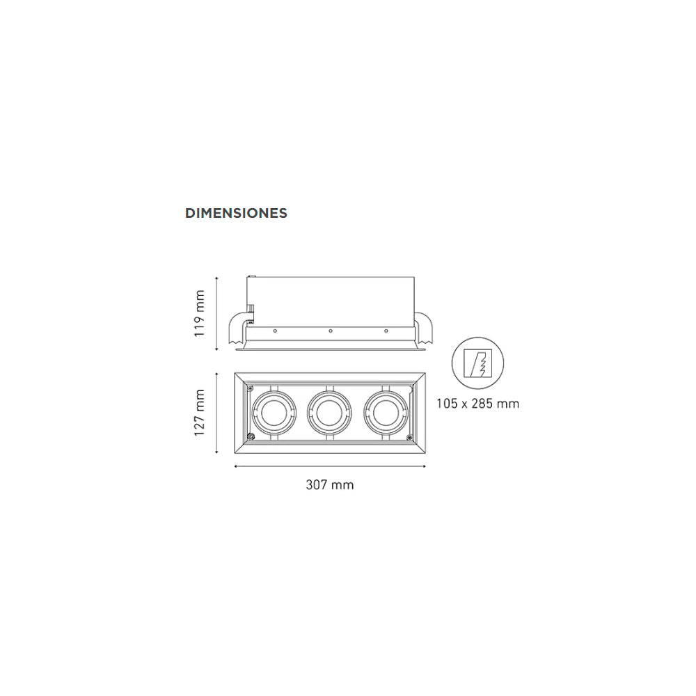 LUMINARIO LED DOWNLIGHT POINTS MINI III 24.5W/100-240V. 15 NEGRO 3000K LUZ CALIDA ELECTROMAG