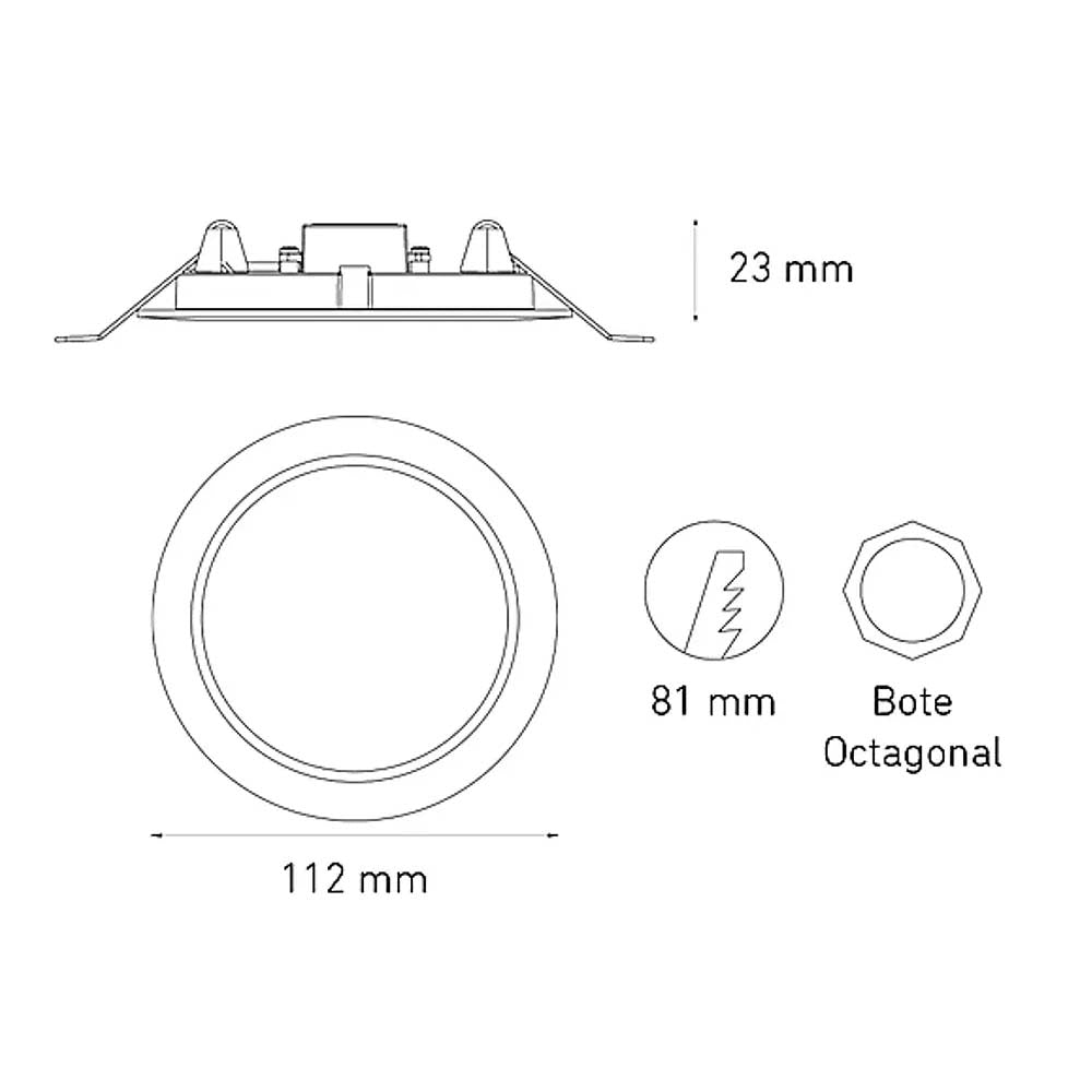 LUMINARIO LED DOWNLIGHT LUNA FLAT RD 6 STD 6W/100-305V. BLANCO 3000K LUZ CALIDA ELECTROMAG