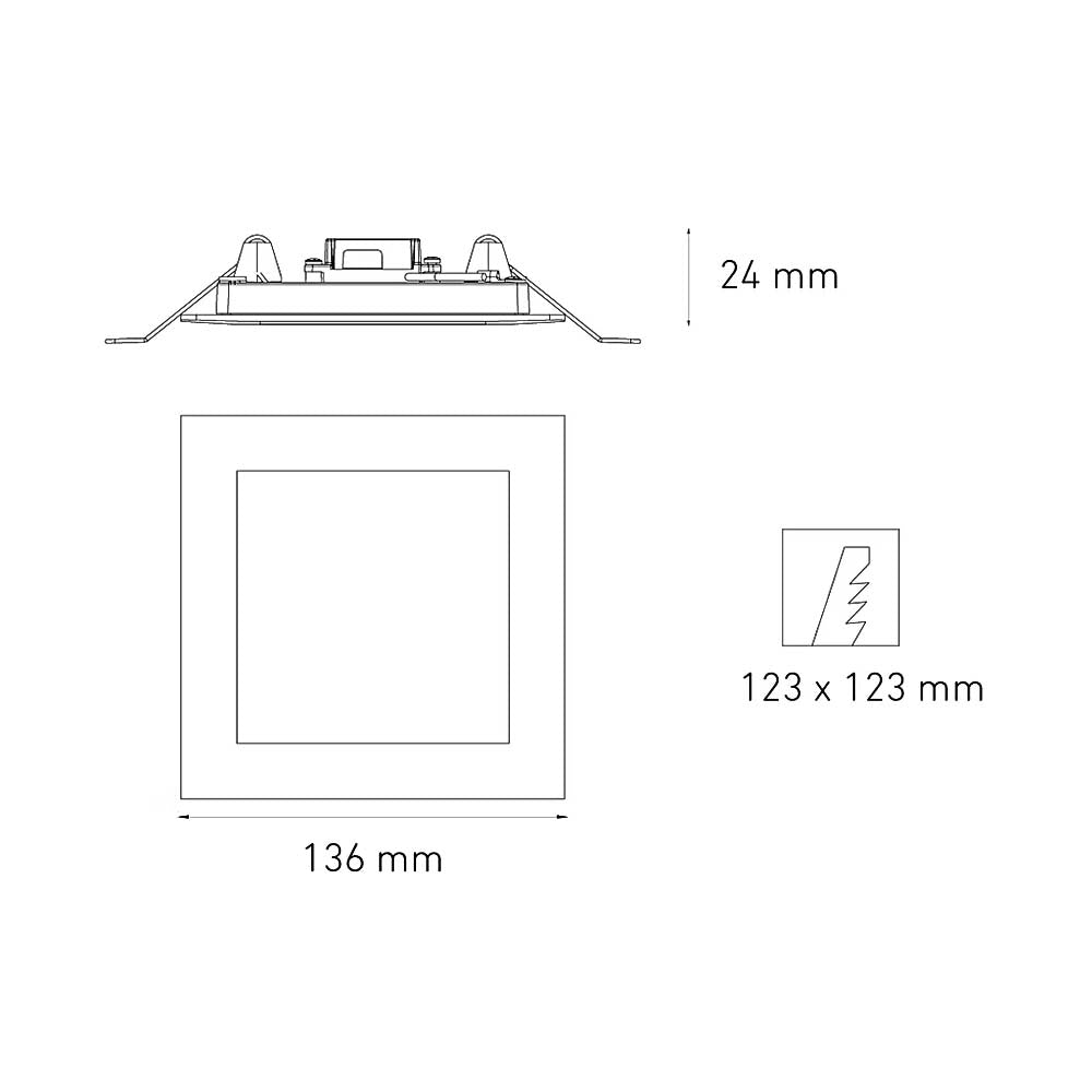 LUMINARIO LED DOWNLIGHT LUNA FLAT SQ 9 STD 9W/100-305V. BLANCO 3000K LUZ CALIDA ELECTROMAG