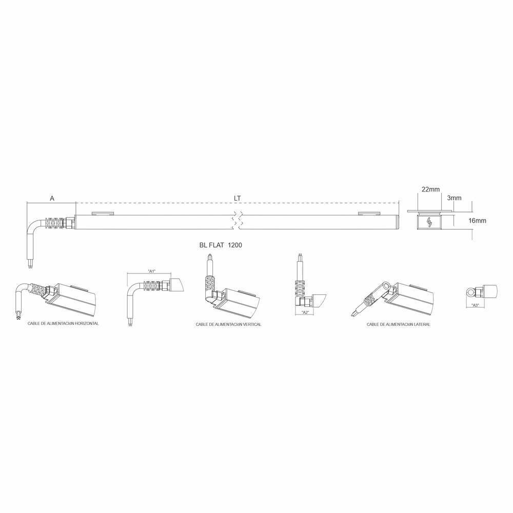 LUMINARIO LED SERIE III BL FLAT 23W/100-140V. 1200MM. NEGRO 3000K LUZ CALIDA ELECTROMAG