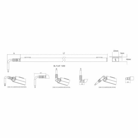 LUMINARIO LED SERIE III BL FLAT 23W/100-140V. 1200MM. NEGRO 3000K LUZ CALIDA ELECTROMAG