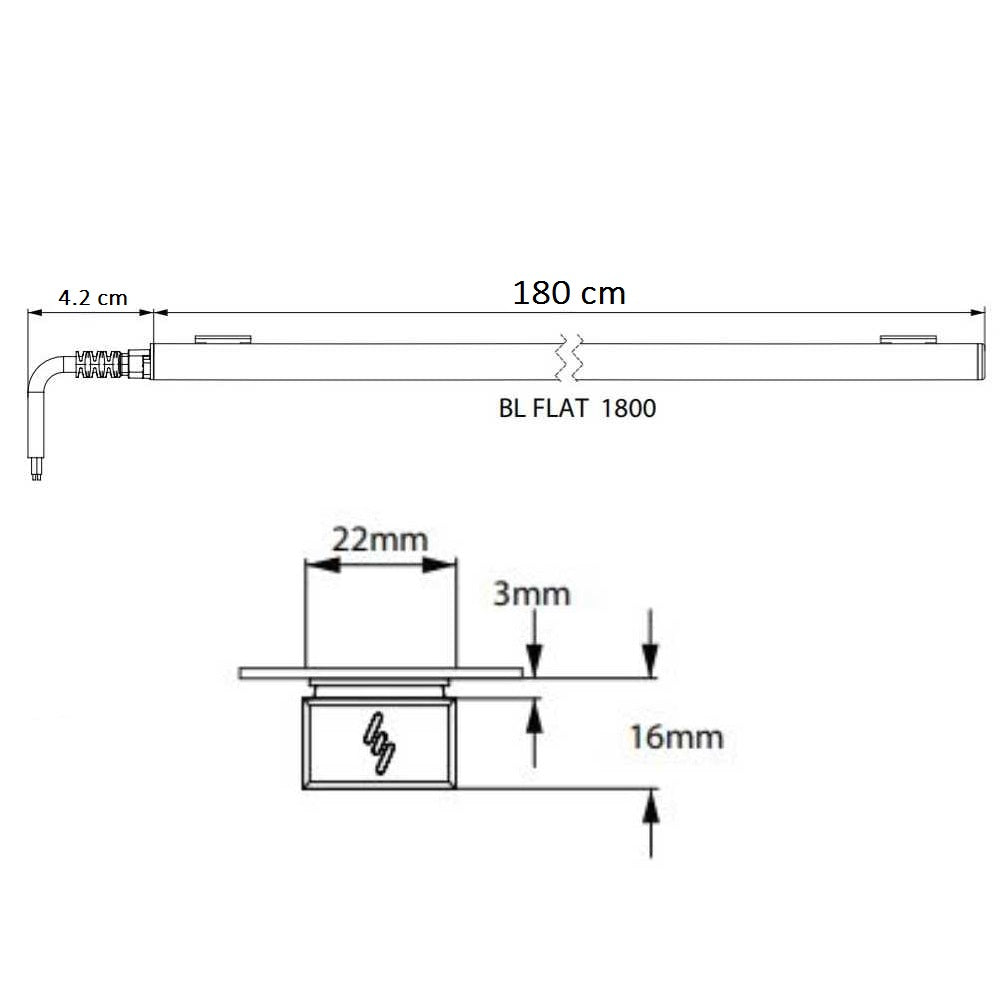 LUMINARIO LED SERIE III BL FLAT 35W/100-140V. 1800MM. NEGRO 3000K LUZ CALIDA ELECTROMAG