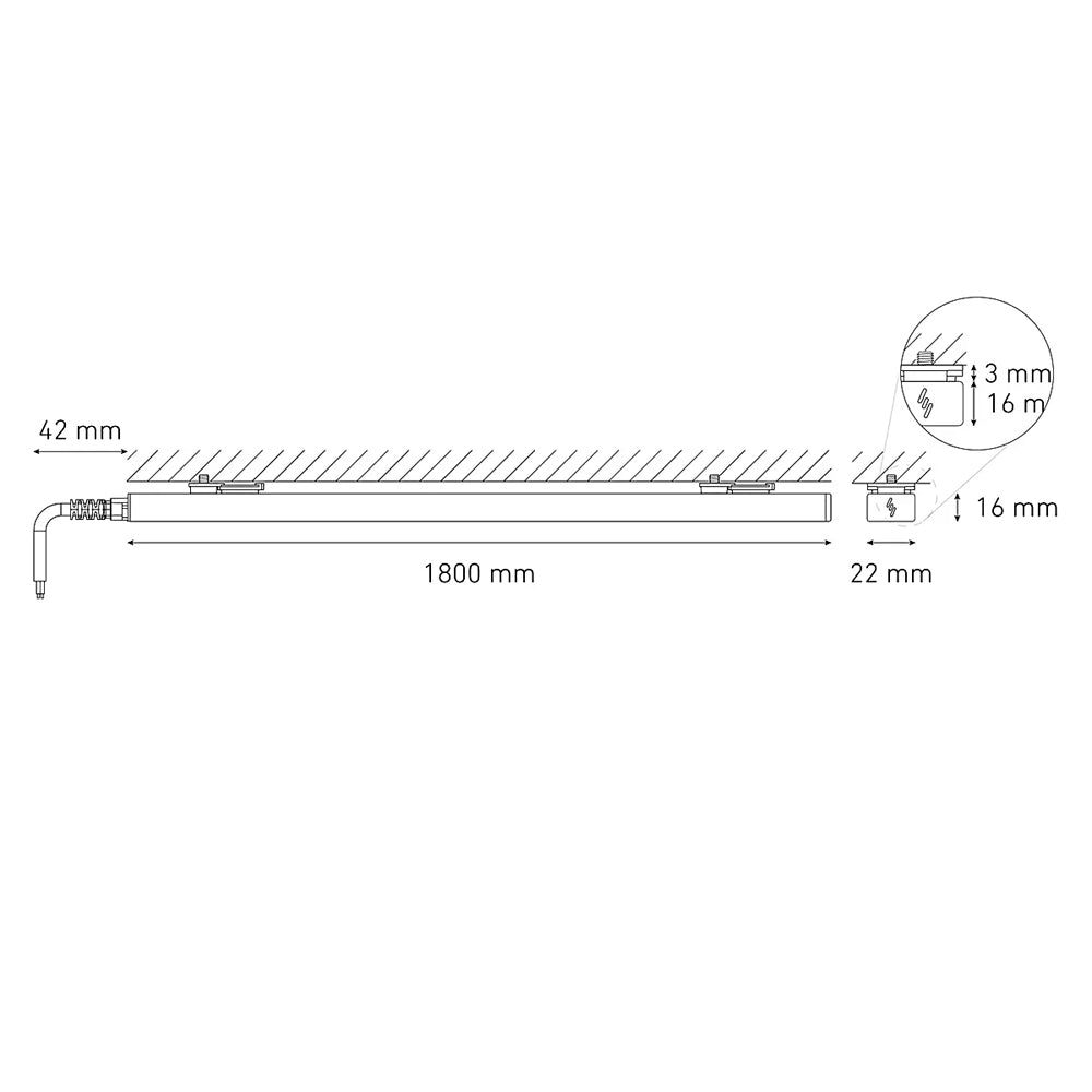 LUMINARIO LED SERIE III BL FLAT 35W/100-140V. 1800MM. NEGRO 4000K LUZ NEUTRA ELECTROMAG