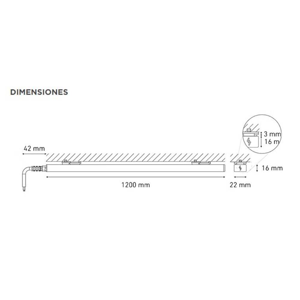 LUMINARIO LED SERIE II BL FLAT 8W/100-140V. 1200MM. BLANCO 6000K LUZ DE DIA ELECTROMAG