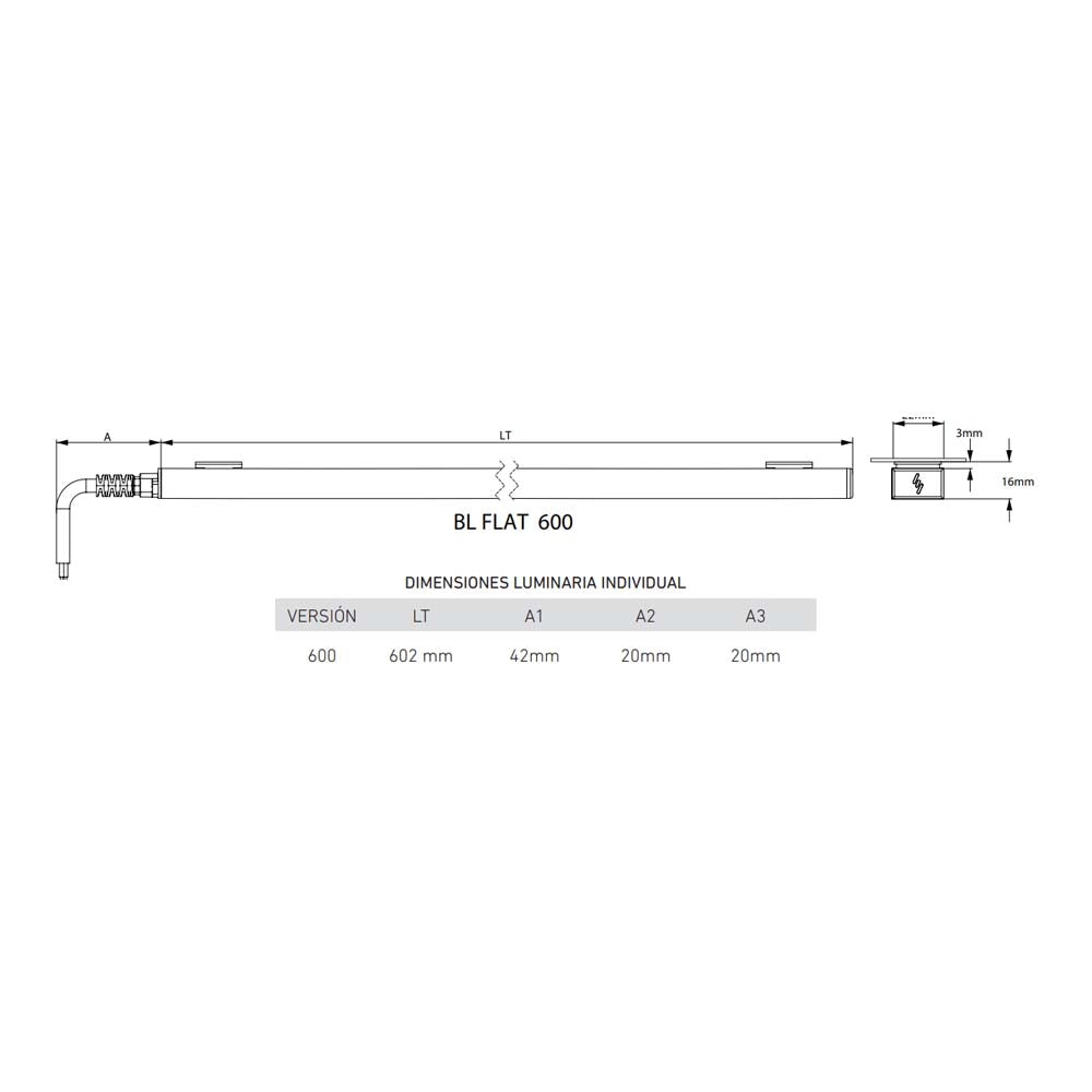 LUMINARIO LED SERIE III BL FLAT 12W/100-140V. 600MM. BLANCO 4000K LUZ NEUTRA ELECTROMAG
