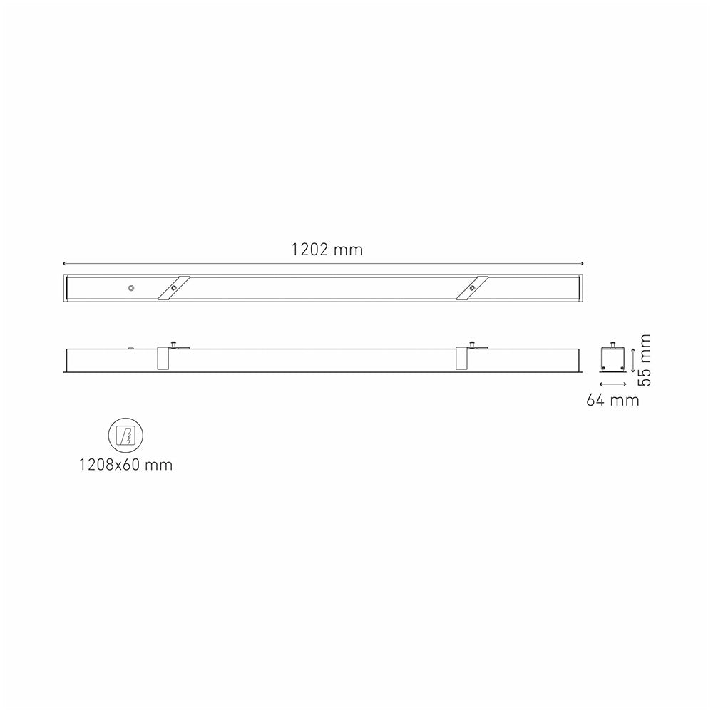 LUMINARIO LINEAL LED EMPOTRAR BL U 1200 25W/100-305V. BLANCO 4000K LUZ NEUTRA ELECTROMAG