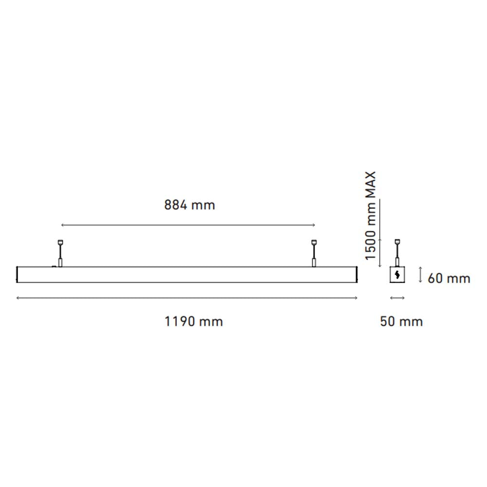LUMINARIO LINEAL LED SUSPENDER BL U 1200 25W/100-305V. BLANCO 3000K LUZ CALIDA ELECTROMAG