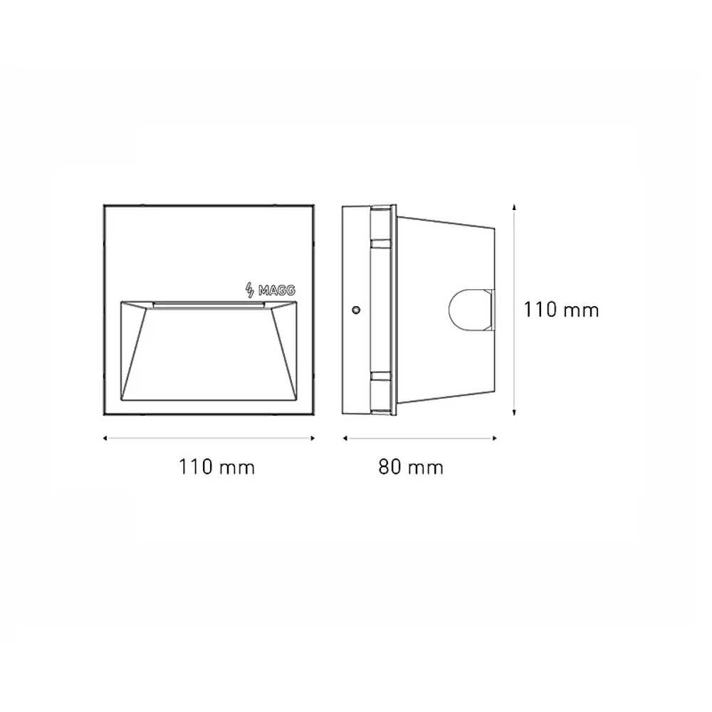 LUMINARIO LED RECTANGULAR EMPOTRAR/SOBREPONER SW 10 AL 2W/100-305V. GRIS 2700K LUZ CALIDA ELECTROMAG