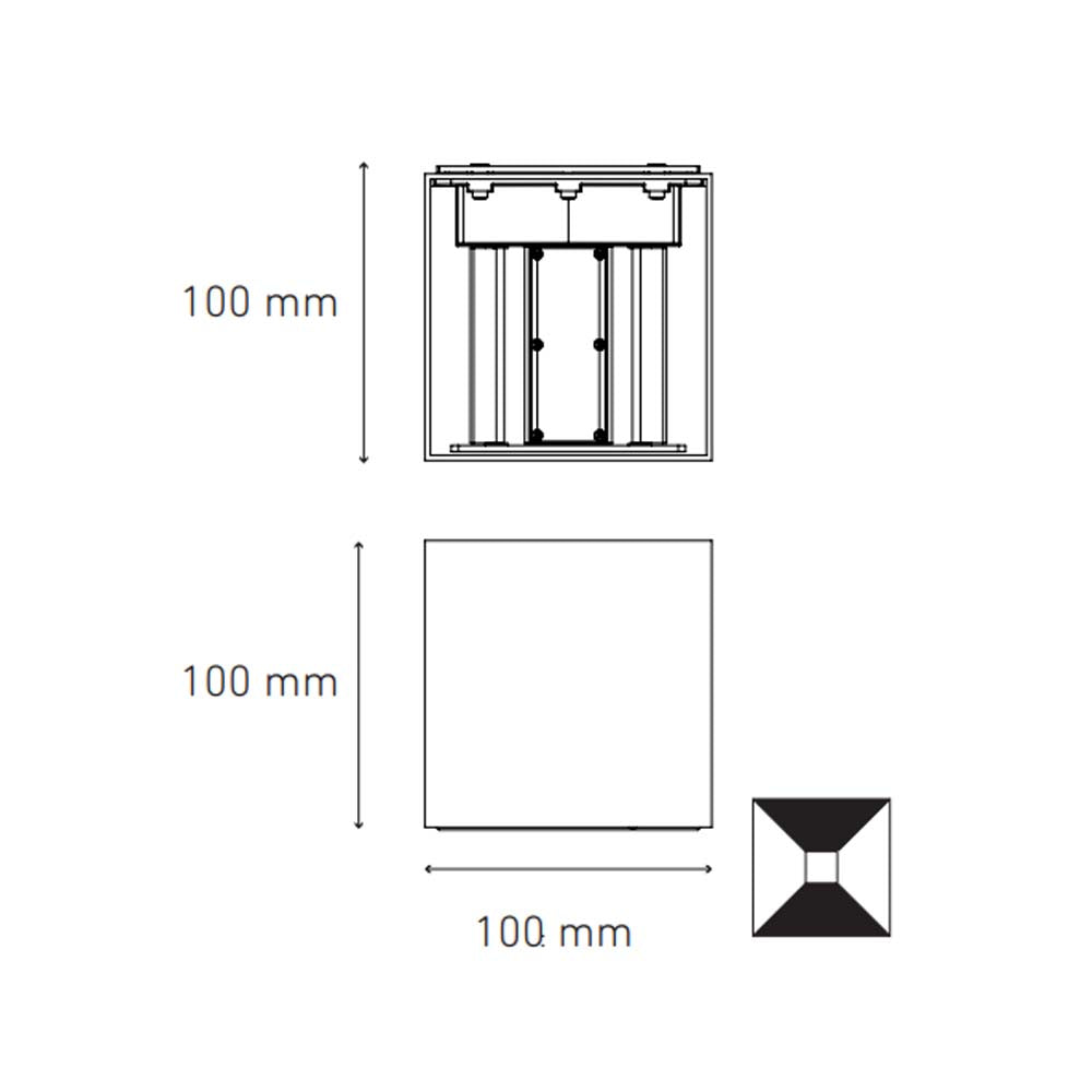 LUMINARIO LED SOBREPONER MURO APLIQUE CUBO A10 6.5W/100-240V. NEGRO 3000K LUZ CALIDA ELECTROMAG