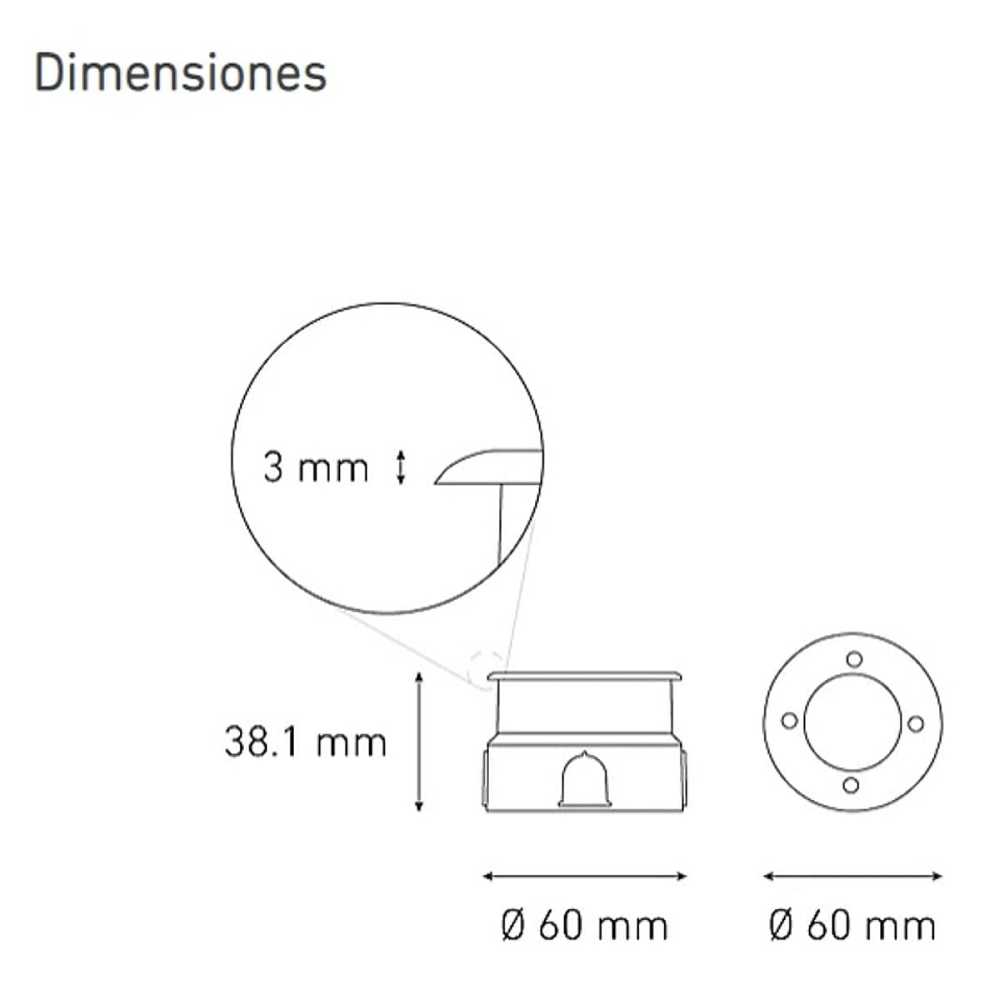 LUMINARIO LED EMPOTRAR PISO EP 60 1W/100-240V. 18 2700K. LUZ CALIDA ELECTROMAG