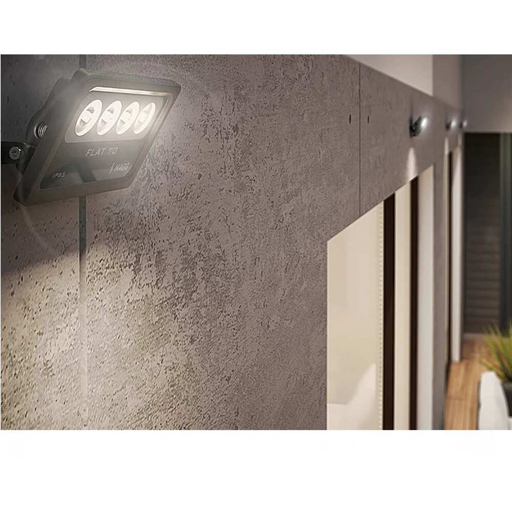 LUMINARIO LED PROYECTOR SOBREPONER MURO/PISO KR FLAT 70 12W/100-305V. 7 GRIS 2700K LUZ CALIDA ELECTROMAG