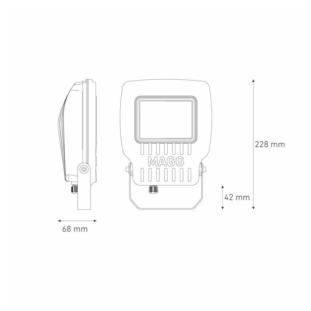 LUMINARIO LED PROYECTOR SOBREPONER MURO/PISO KR 35 35W/100-305V. 60X90 GRIS 6000K LUZ DE DIA ELECTROMAG