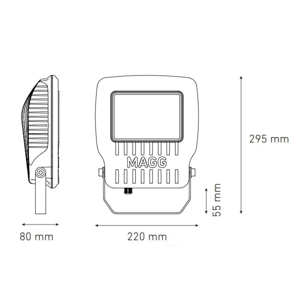 LUMINARIO LED PROYECTOR SOBREPONER MURO/PISO KR 55 55W/100-240V. 60X90 GRIS 3000K LUZ CALIDA ELECTROMAG