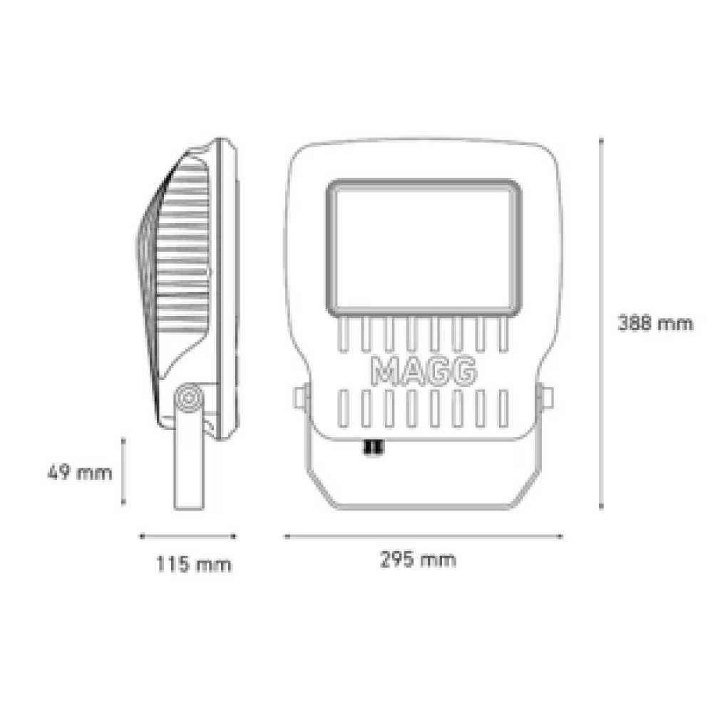 LUMINARIO LED PROYECTOR SOBREPONER MURO/PISO KR 130 130W/100-240V. 60X90 GRIS 6000K LUZ DE DIA ELECTROMAG