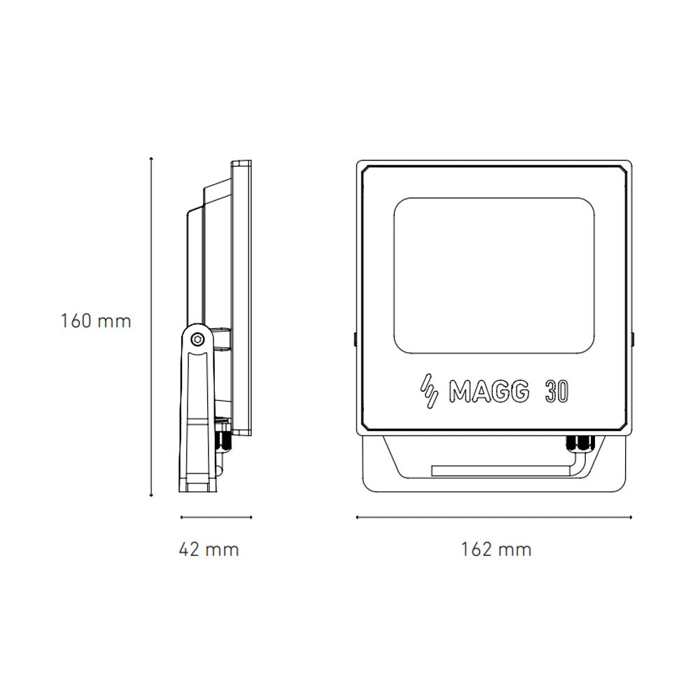 LUMINARIO LED PROYECTOR SOBREPONER SEC 30 30W/100-240V. NEGRO 6000K LUZ DE DIA ELECTROMAG