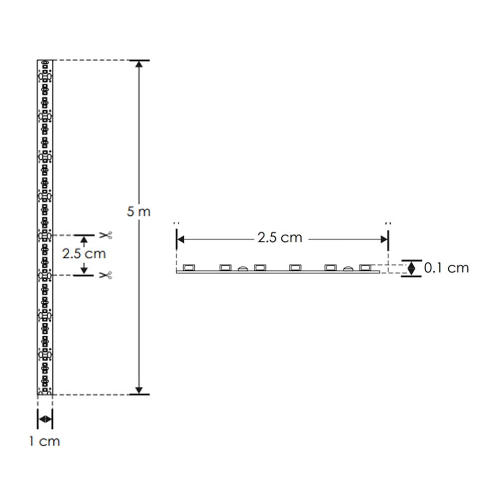 TIRA EXTRAPLANA LED 2216 5 MTS C/240 LEDS BLANCO CALIDO 24VCA 2200 K 19.2W OPTICA 120G ILUMILEDS