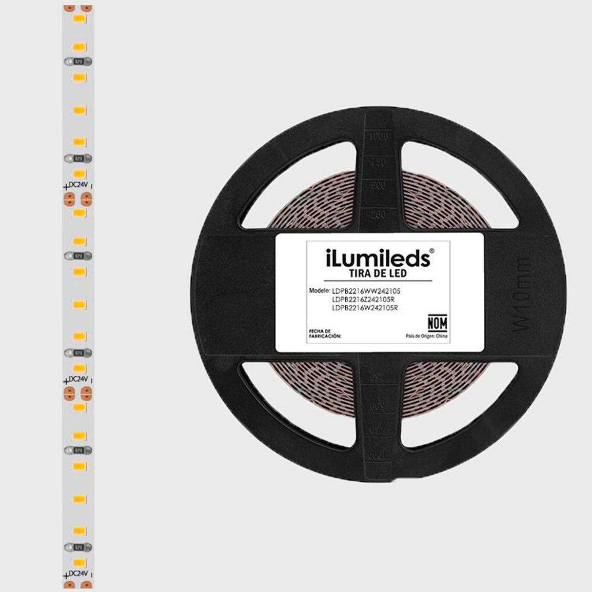 TIRA EXTRAPLANA LED 2216 BLANCA 5MT 210 LEDS POR METRO 14.4 W POR METRO 120 CON AUTOADHESIVO 3M CRI90 DOBLE CARA 24V IP20 ILUMILEDS ***REQUIERE FUENTE TIPO CP O FP***