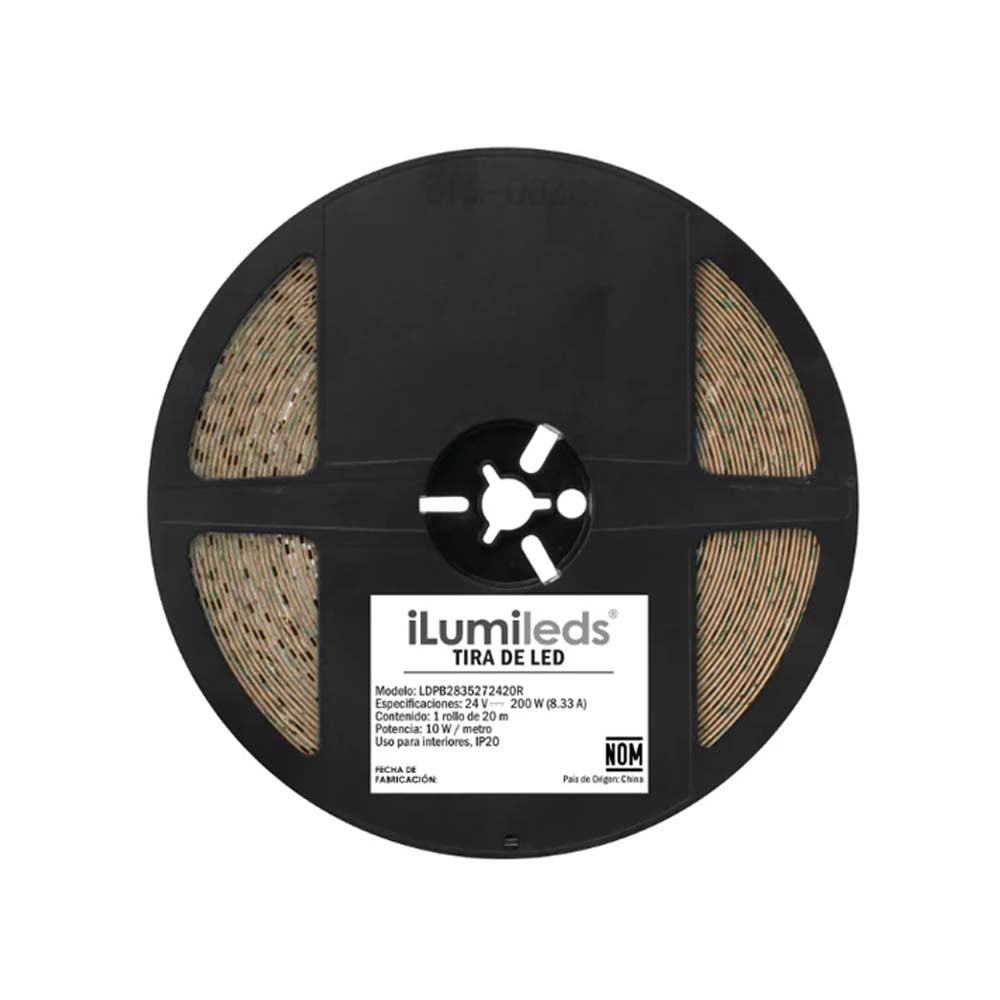 TIRA EXTRAPLANA DE LED 2835 DE 20M CON 102 LEDS POR METROS USO INTERIOR IP20 27000K ILUMILEDS