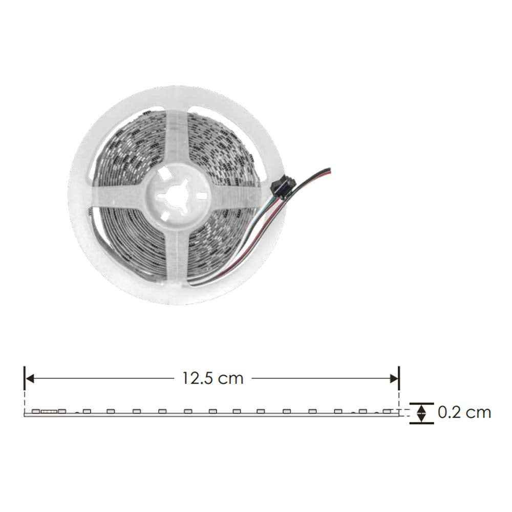TIRA EXTRAPLANA DE LED 2835 5 M CON 120 LEDS POR M BLANCO CALIDO TIPO PIXEL 8W POR M OPTICA 120 PISTA DE COBRE ACABADO BLANCO CON AUTOADHESIVO 3M PCB 2 OZ DOBLE CARA 24 V CC IP20