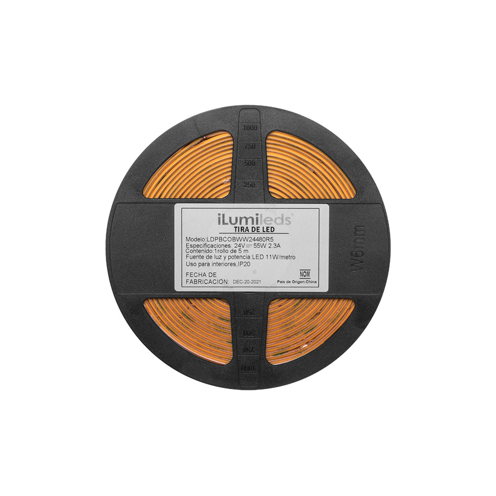 TIRA EXTRAPLANA LED 11W X MT 3000K 5 MT 480 LEDS X MT 120G IP20 ILUMILEDS