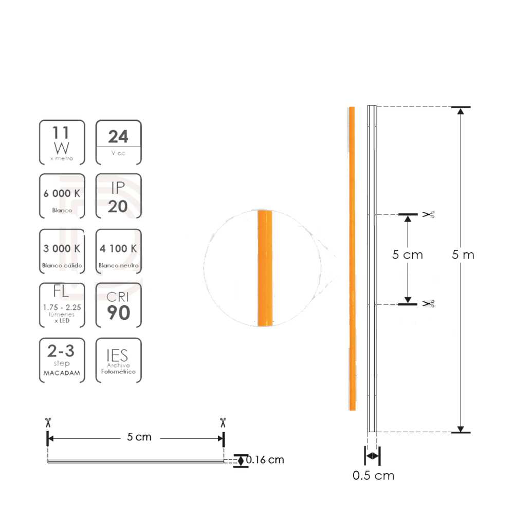 TIRA EXTRAPLANA LED 11W X MT 4100K 5M 480 LEDS XMT 120G IP20 ILUMILEDS