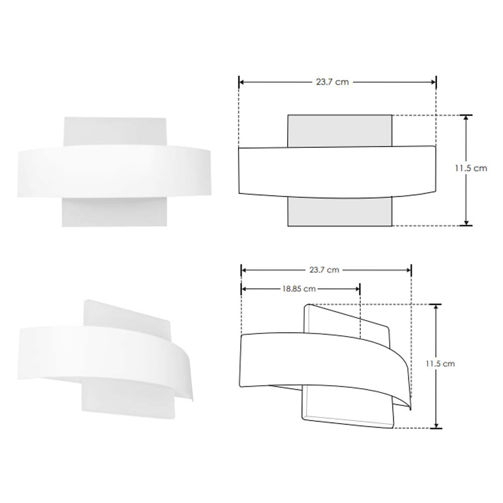 LUMINARIO SOBREPONER PARED 5W/85-265V. ACERO ACRILICO BLANCO IP20