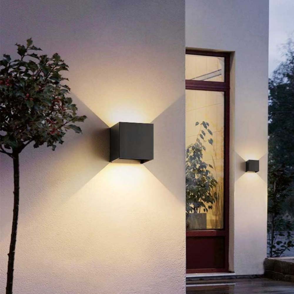 LUMINARIO DE PARED SOBREPONER CUBO DE LED NEGRO 6W BLANCO CALIDO 2 SALIDAS OPTICA AJUSTABLE 85-265V IP65 ILUMILEDS