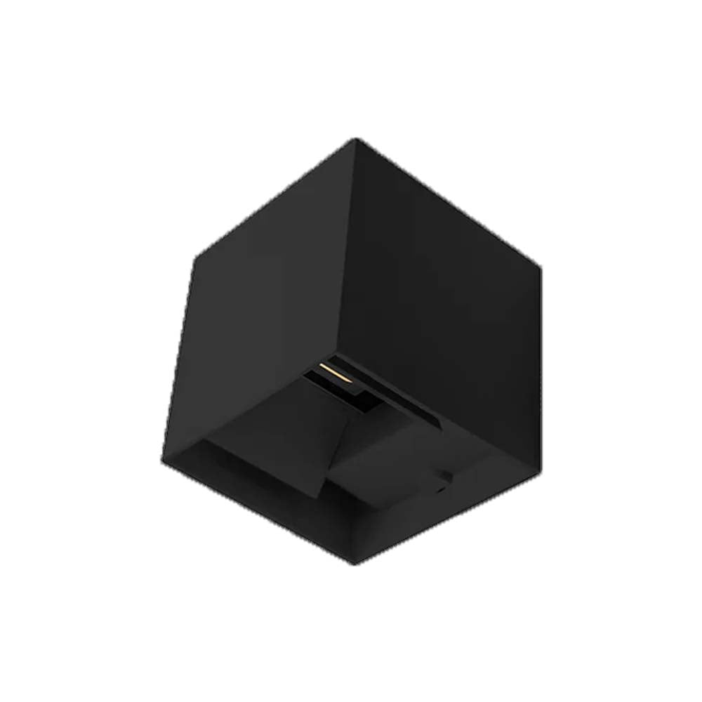 LUMINARIO DE PARED DE LED BLANCO CALIDO 6W CUBO 2 SALIDAS OPTICA AJUSTABLE DE SOBREPONER POLICARBONATO ACABADO NEGRO 85-265V CA IP65