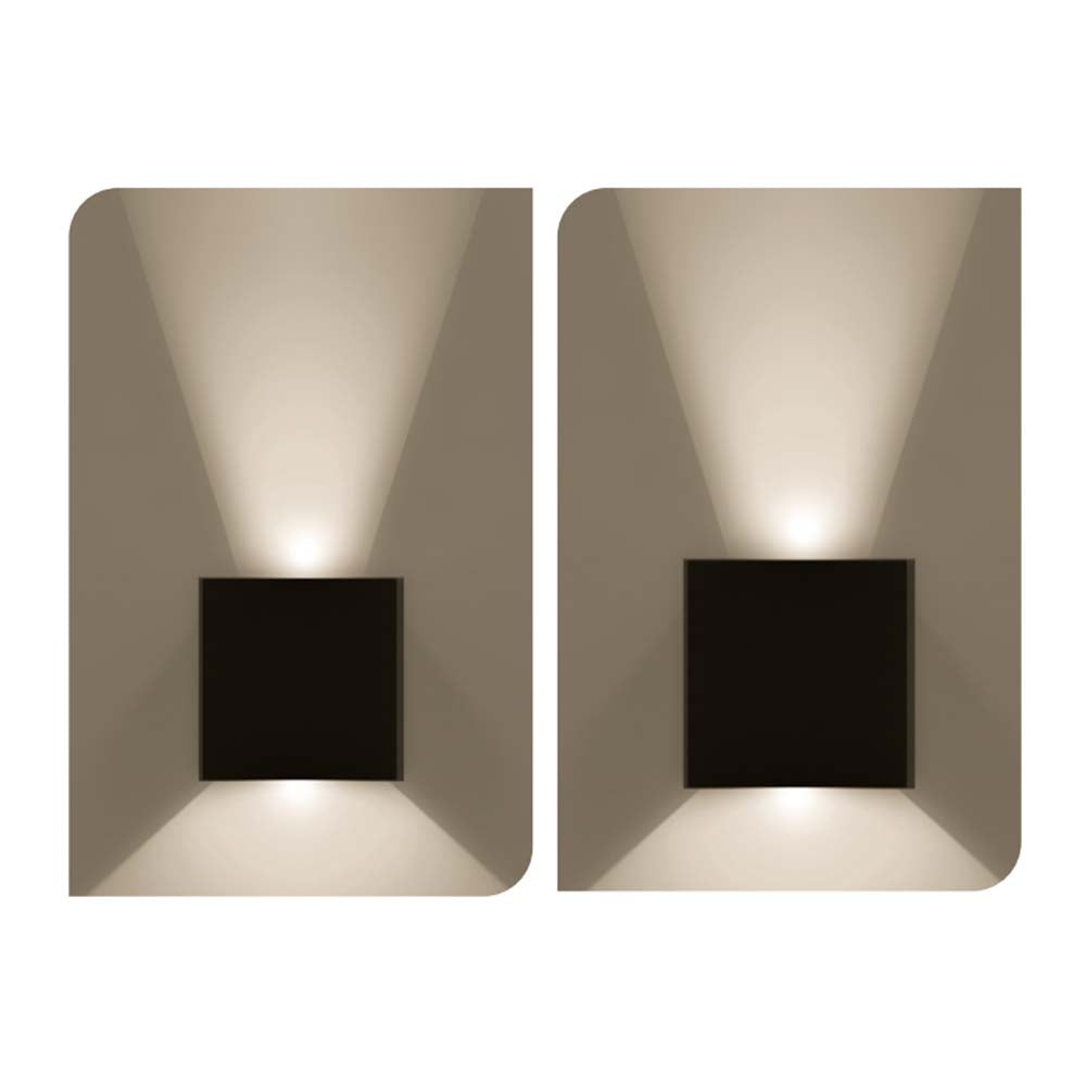 LUMINARIO DE PARED DE LED BLANCO CALIDO 6W CUBO 2 SALIDAS OPTICA AJUSTABLE DE SOBREPONER POLICARBONATO ACABADO NEGRO 85-265V CA IP65
