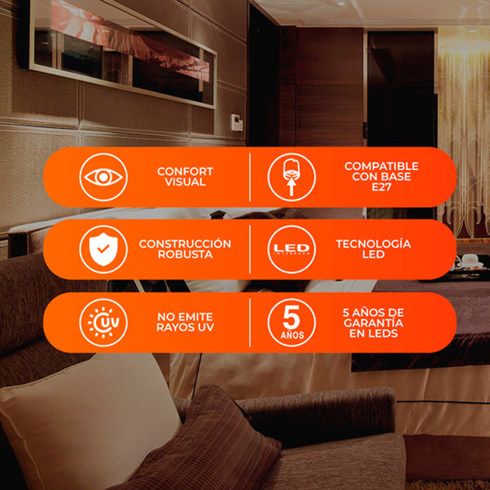 FOCO LED CIRCULAR TECNOLITE 9W LUZ SUAVE CÁLIDA BASE E27