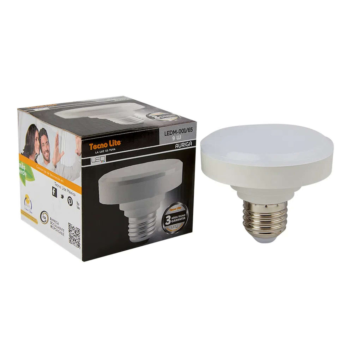 FOCO LED CIRCULAR TECNOLITE 9W LUZ DE DÍA BASE E27