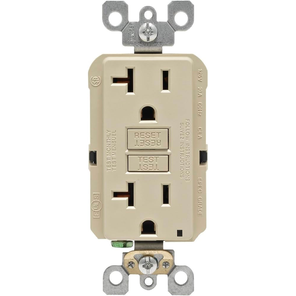 CONTACTO DUPLEX GFCI 20A/125AV. MARFIL GFNT2-00I LEVITON
