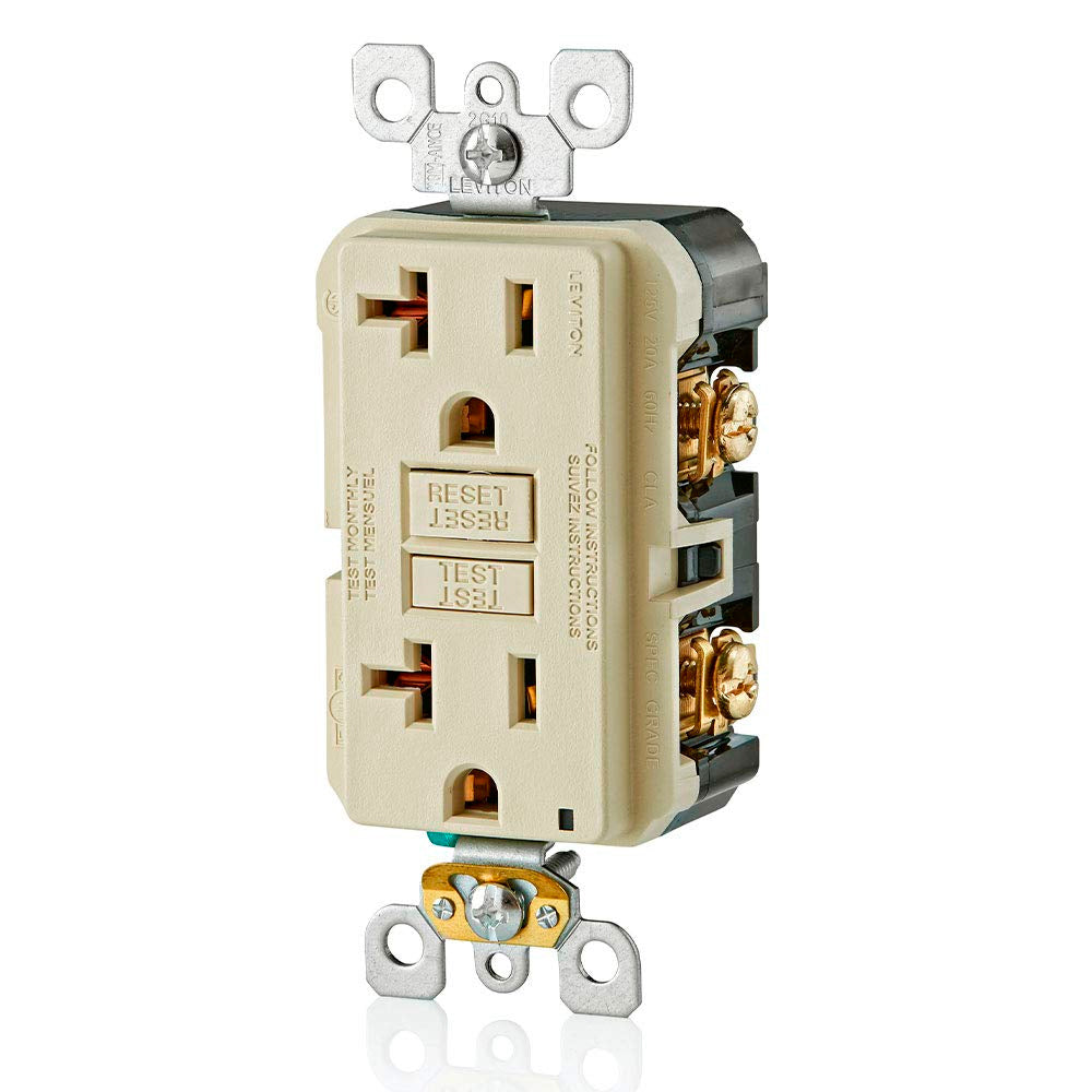 CONTACTO DUPLEX GFCI 20A/125AV. MARFIL GFNT2-00I LEVITON