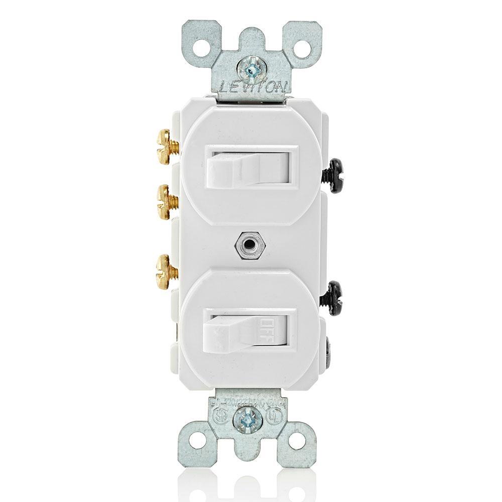 APAGADOR PALANCA CON OTRO DE 3 VIAS. 15A/120V. BLANCO 05241-00W LEVITON
