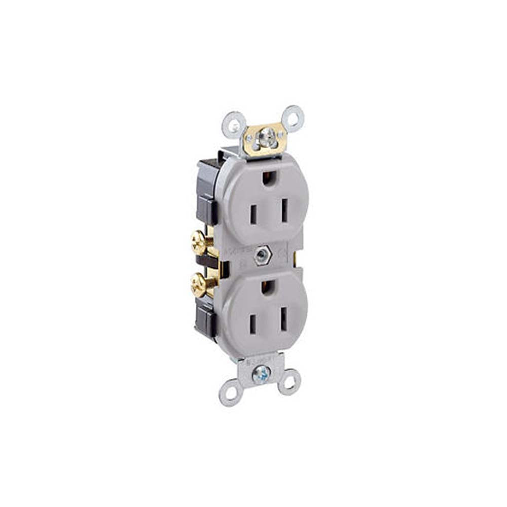 CONTACTO DUPLEX COMERCIAL 2P-3H 15A/125V. GRIS 0CR15-0GY LEVITON