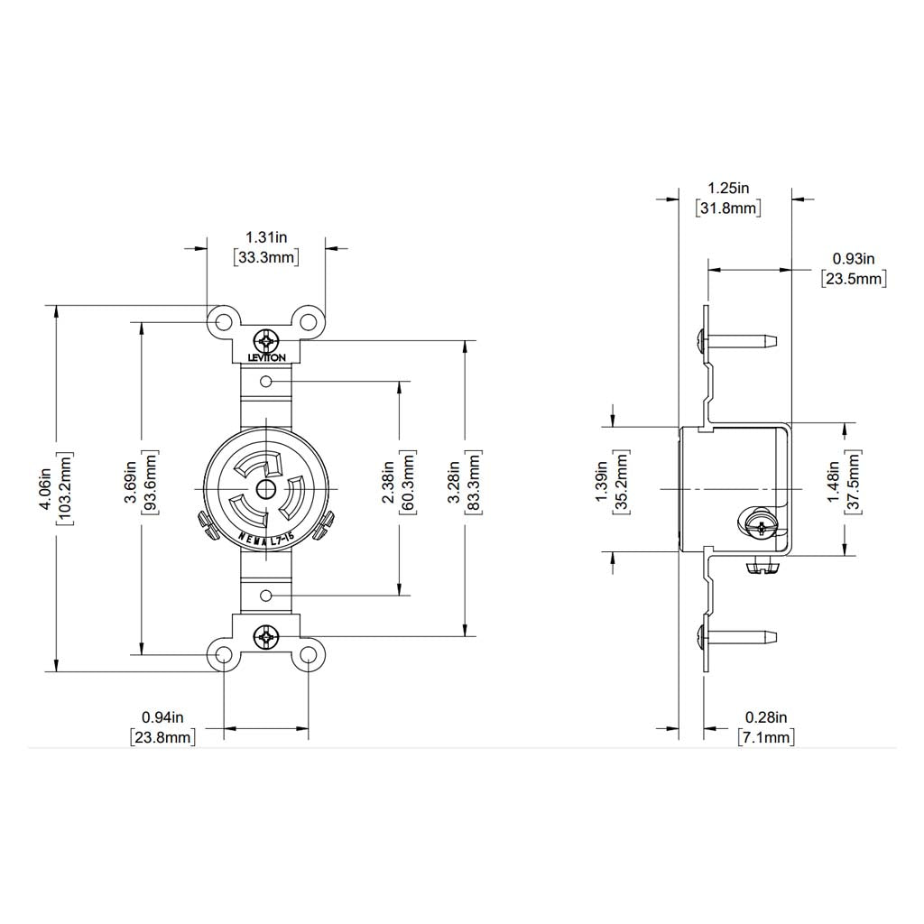 CONTACTO FIJO NEGRO 2P-3H 15A/277V. CONEXION A TIERRA 04760-000 LEVITON *** OFRECER CWL715R ***