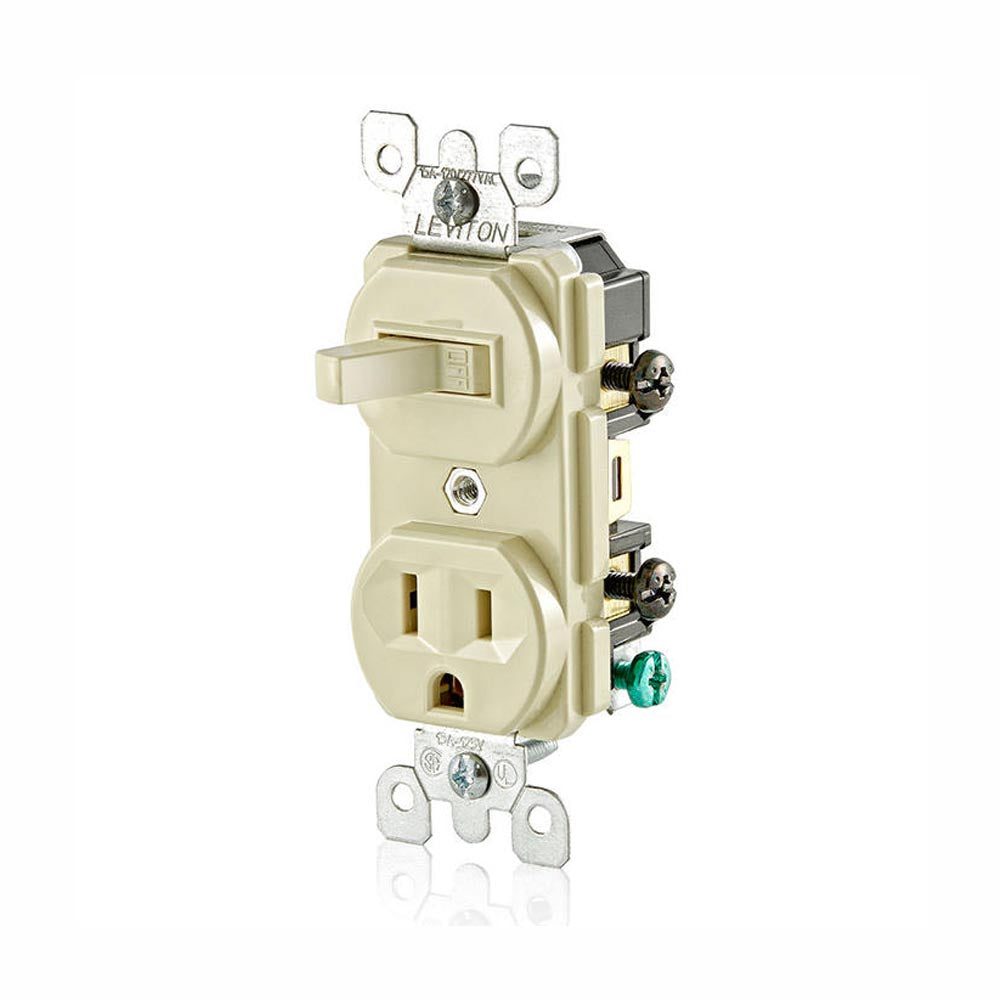 CONTACTO CON APAGADOR PALANCA 15A/127V. MARFIL 05225-00I LEVITON