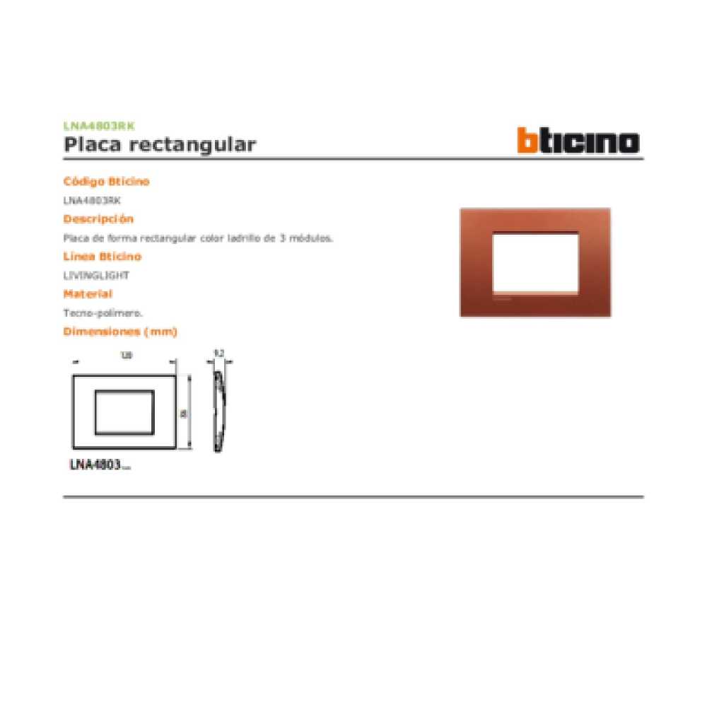 PLACA RECTANGULAR COLOR LADRILLO 3 MOD. LNA4803RK LIVING Y LIGHT