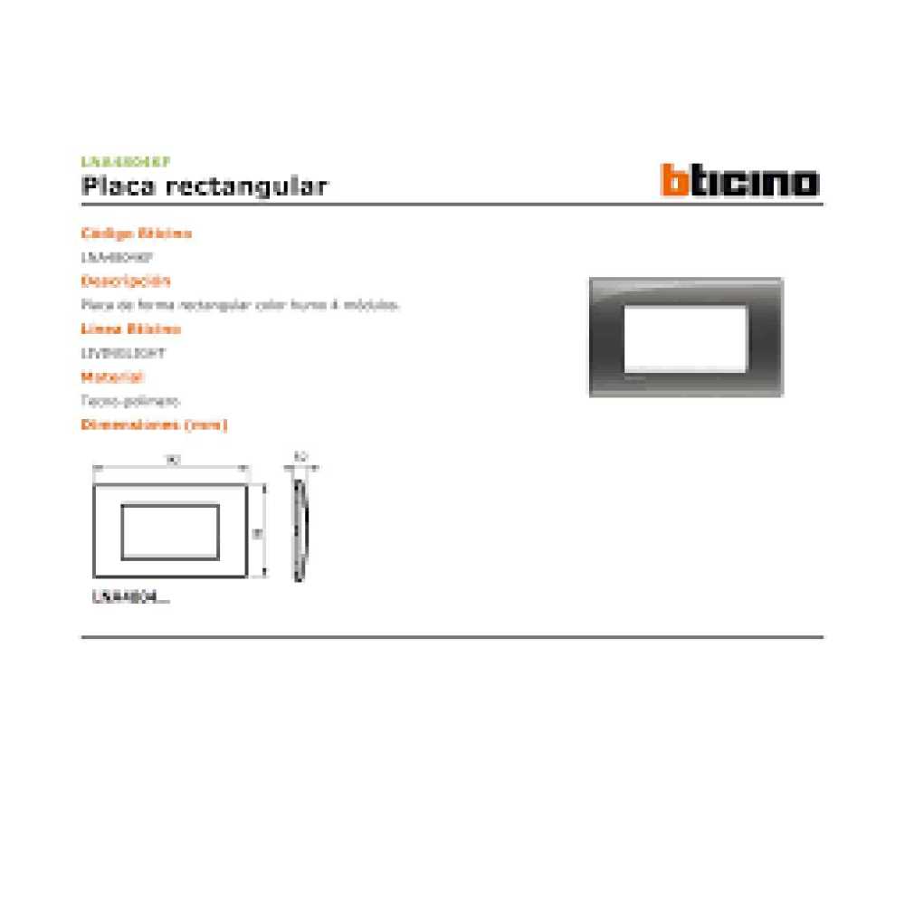PLACA RECTANGULAR COLOR HUMO 4 MOD. LNA4804KF LIVING Y LIGHT