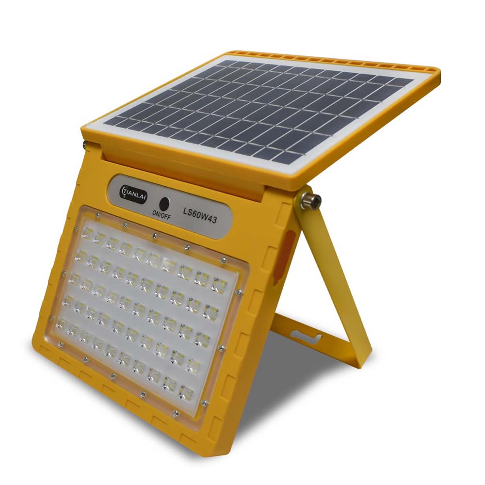 LAMPARA LED CON PANEL SOLAR 60W 65000K COLOR AMARILLO SIN CABLES EXTRA NO USA CONTROL MCA TIANLAI
