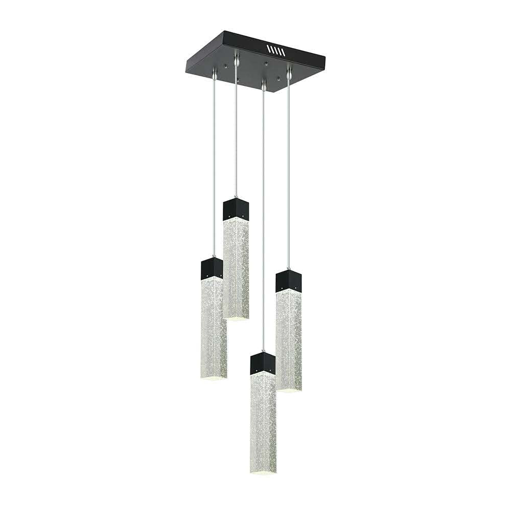 CANDIL COLGANTE NEGRO CRISTAL CUADRADO 4 LUCES 20 W